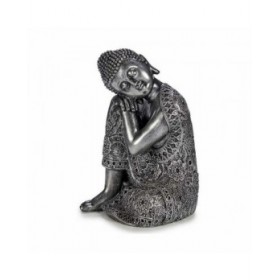 Statua Decorativa Buddha Seduto Argentato 20 x 30 x 20 cm (4 Unità)