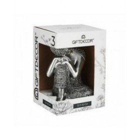 Statua Decorativa Buddha Seduto Argentato 20 x 30 x 20 cm (4 Unità)