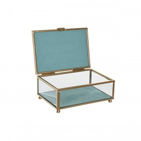 Scatola-Portagioie DKD Home Decor 15 x 10 x 6 cm Cristallo Turchese Blu cielo Ferro (2 Unità)