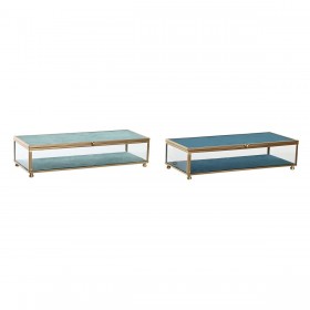 Scatola-Portagioie DKD Home Decor Cristallo Metallo Turchese Blu cielo 25 x 10 x 5 cm (2 Unità)
