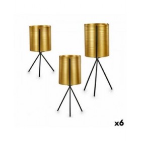 Set di vasi da fiori Nero Dorato Metallo (6 Unità)