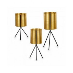 Set di vasi da fiori Nero Dorato Metallo (6 Unità)