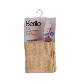 Telo da bagno Berilo 89656 Crema 80 % cotone 20 % Poliestere 30 x 50 cm (12 Unità)