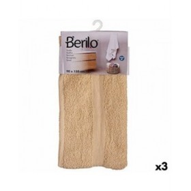 Telo da bagno Berilo 89659 Crema 80 % cotone 20 % Poliestere 90 x 150 cm (3 Unità)