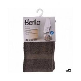 Telo da bagno Berilo 89668 Grigio 80 % cotone 20 % Poliestere 30 x 50 cm (12 Unità)