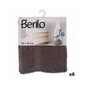 Telo da bagno Berilo 89669 Grigio 80 % cotone 20 % Poliestere 50 x 90 cm 50 x 0,5 x 90 cm (6 Unità)