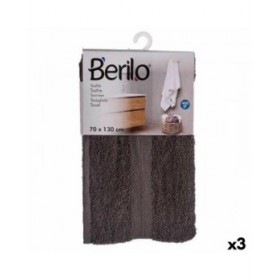 Telo da bagno Berilo 89670 Grigio 80 % cotone 20 % Poliestere 70 x 130 cm (3 Unità)
