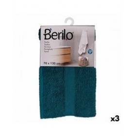 Telo da bagno Berilo 89674 Azzurro 80 % cotone 20 % Poliestere 70 x 130 cm (3 Unità)