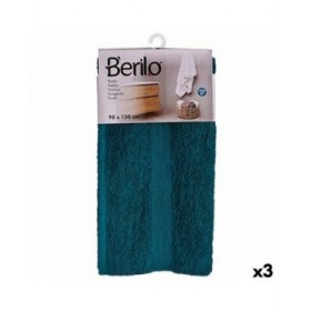 Telo da bagno Berilo 89675 Azzurro 80 % cotone 20 % Poliestere 90 x 150 cm (3 Unità)