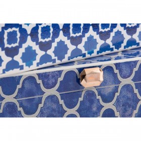 Scatola-Portagioie DKD Home Decor Azzurro Blu Marino Legno 24 x 20 x 8 cm (2 Unità)