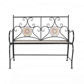 Panca DKD Home Decor Nero Multicolore Mosaico 111 x 54 x 88 cm
