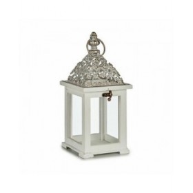 Lanterna Bianco Argentato Legno Metallo 13 x 29 x 13 cm (6 Unità)