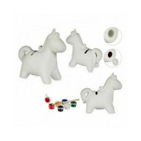 Salvadanaio da Dipingere Pincello 87766 Ceramica Unicorno 6,4 x 13 x 14 cm (12 Unità)