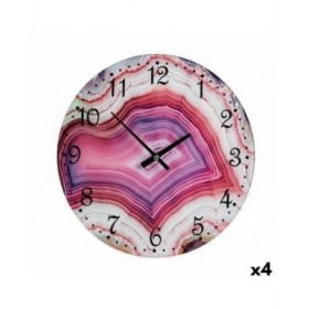 Orologio da Parete Marmo Rosa Cristallo 30 x 4 x 30 cm (4 Unità)