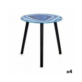 Tavolo aggiuntivo Marmo Azzurro Nero Cristallo 40 x 41,5 x 40 cm (4 Unità)