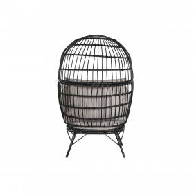 Poltrona da giardino DKD Home Decor Nero Grigio Metallo rattan sintetico 99 x 71 x 147 cm