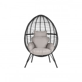 Poltrona da giardino DKD Home Decor 90 x 65 x 151 cm Nero Grigio Metallo rattan sintetico