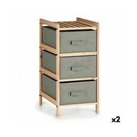 Cassettiera Grigio Legno Tessile 36 x 66 x 34 cm (2 Unità)