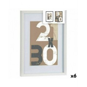 Portafoto da Parete Bianco Vetro Legno MDF 32,5 x 2,5 x 42,5 cm (6 Unità)