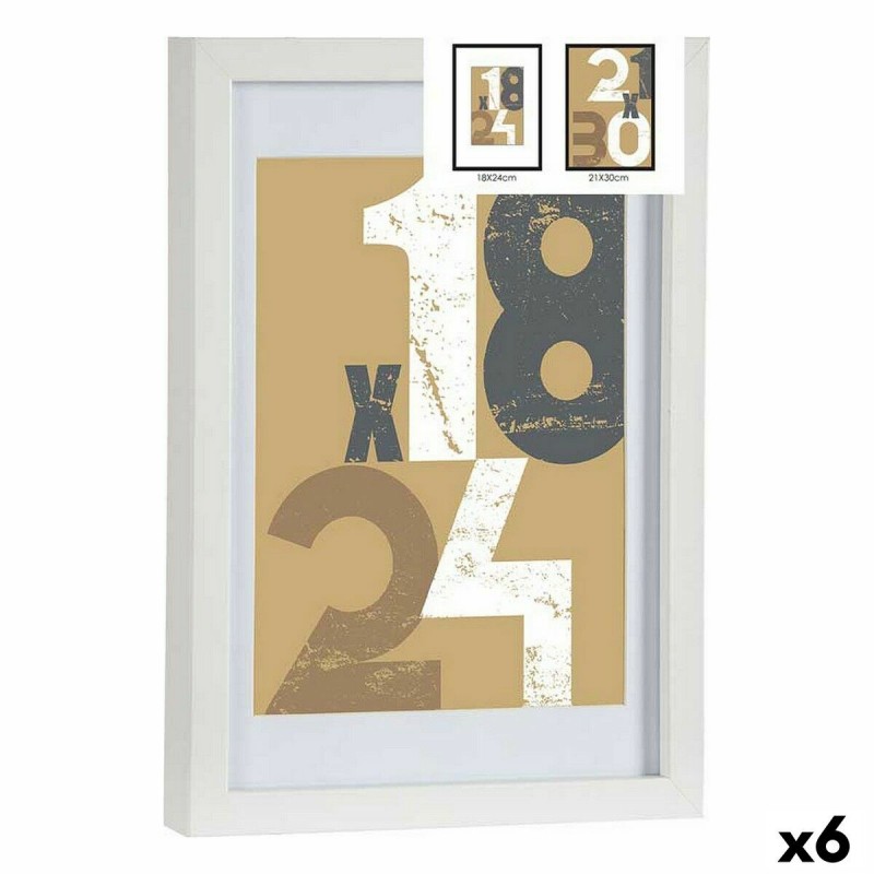 Cornice Portafoto 668826-WHITE Bianco Vetro Legno MDF (6 Unità)