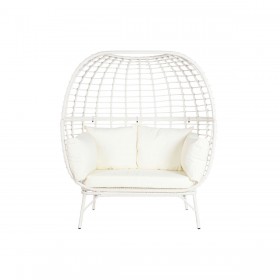 Poltrona da giardino DKD Home Decor 130 x 68 x 146 cm rattan sintetico Acciaio Bianco
