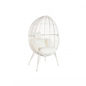 Poltrona da giardino DKD Home Decor 90 x 65 x 151 cm Metallo rattan sintetico Bianco