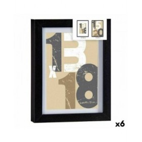 Cornice Portafoto 18 x 23 x 2,5 cm Nero Vetro Legno MDF (6 Unità)
