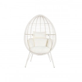 Poltrona da giardino DKD Home Decor 90 x 65 x 151 cm Metallo rattan sintetico Bianco