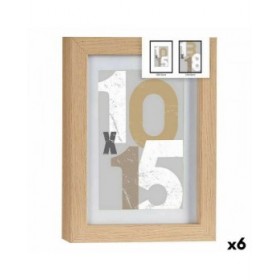 Cornice Portafoto 16 x 21 x 2,5 cm Naturale Vetro Legno MDF (6 Unità)