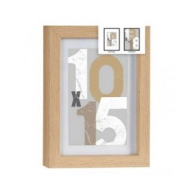 Cornice Portafoto 16 x 21 x 2,5 cm Naturale Vetro Legno MDF (6 Unità)