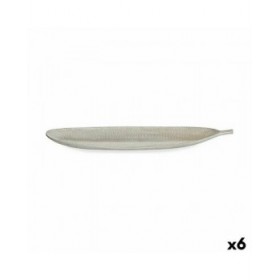 Vassoio Bianco Legno MDF Foglia della pianta 59,5 x 3 x 21,6 cm Decorazione (6 Unità)