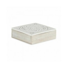 Scatola Decorativa Bianco Legno 22 x 7,5 x 22 cm (4 Unità)