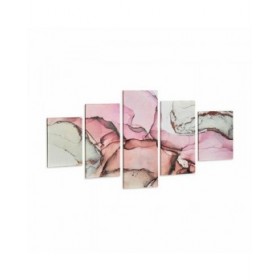Set di 5 quadri Tela Marmo Rosa (4 Unità)