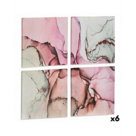 Set di 4 quadri Tela Rosa Marmo 35 x 7 x 35 cm (6 Unità)