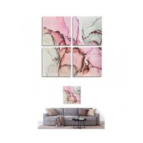 Set di 4 quadri Tela Rosa Marmo 35 x 7 x 35 cm (6 Unità)
