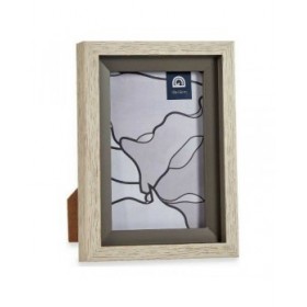 Cornice Portafoto 13,5 x 18,8 x 2 cm Cristallo Grigio Beige Plastica (6 Unità)