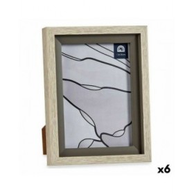 Cornice Portafoto 17 x 2 x 21,8 cm Cristallo Grigio Beige Plastica (6 Unità)