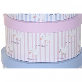 Set di Scatole per Sistemare Impilabili DKD Home Decor Azzurro Rosa Cartone (37,5 x 37,5 x 18 cm)