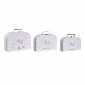 Set di Scatole Decorative DKD Home Decor 28 x 9,5 x 20 cm Rosa Metallo Multicolore Cartone
