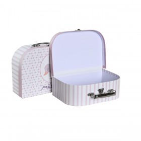 Set di Scatole Decorative DKD Home Decor 28 x 9,5 x 20 cm Rosa Metallo Multicolore Cartone