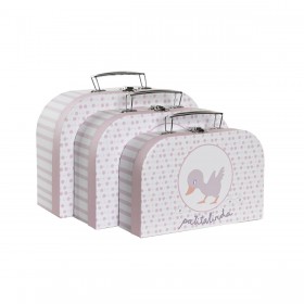 Set di Scatole Decorative DKD Home Decor 28 x 9,5 x 20 cm Rosa Metallo Multicolore Cartone