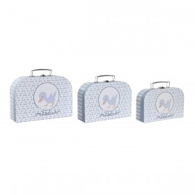 Set di Scatole Decorative DKD Home Decor 28 x 9,5 x 20 cm Azzurro Metallo Multicolore Cartone