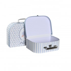 Set di Scatole Decorative DKD Home Decor 28 x 9,5 x 20 cm Azzurro Metallo Multicolore Cartone