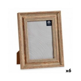 Cornice Portafoto 19 x 2 x 24 cm Cristallo Legno Marrone Rame Plastica (6 Unità)