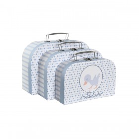 Set di Scatole Decorative DKD Home Decor 28 x 9,5 x 20 cm Azzurro Metallo Multicolore Cartone