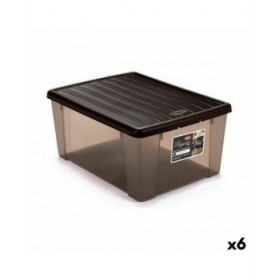 Scatola portaoggetti con coperchio Stefanplast Elegance Marrone Plastica 15 L 29 x 17 x 39 cm (6 Unità)