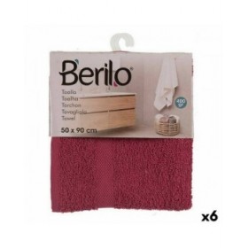 Telo da bagno Berilo 5312 Rosso Granato 80 % cotone 20 % Poliestere 50 x 0,5 x 90 cm (6 Unità)