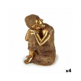 Statua Decorativa Buddha Seduto Dorato 20 x 30 x 20 cm (4 Unità)