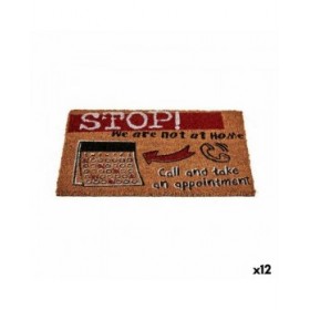 Zerbino Stop Nero Rosso Naturale Fibra di cocco 40 x 1,5 x 60 cm (12 Unità)