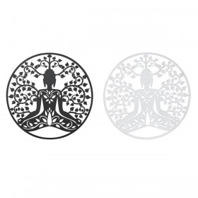 Decorazione da Parete DKD Home Decor 100 x 1 x 100 cm Nero Buddha Bianco Orientale (2 Unità)